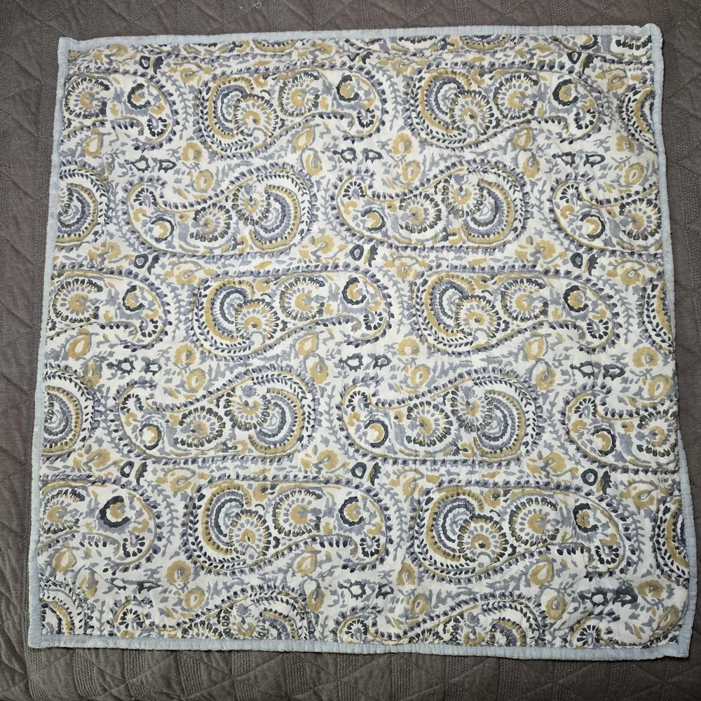 Ballard Designs Paisley Hand Blocked‎ Quilted Pillow Sham, Euro Size 100% Cotton